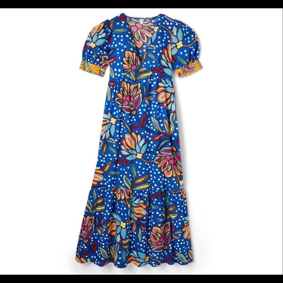 Tabitha Brown Dresses & Skirts - Mixed Floral Polka Dot Print Puff Sleeve Midi Dress by Tabitha Brown - Sz. 6